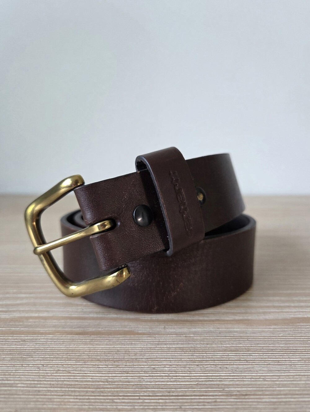 Carhartt Full Grain Leather Belt Brown Brass Buckle Mens Size 36
